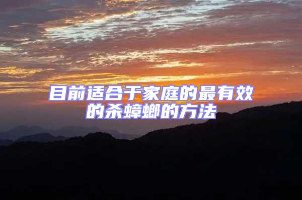 目前适合于家庭的最有效的杀蟑螂的方法