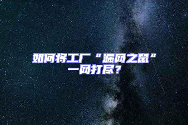 如何将工厂“漏网之鼠”一网打尽？