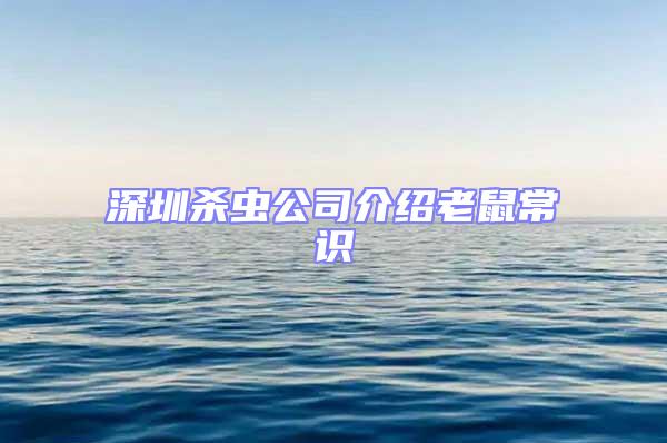 深圳杀虫公司介绍老鼠常识