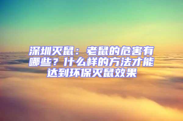 深圳灭鼠：老鼠的危害有哪些？什么样的方法才能达到环保灭鼠效果