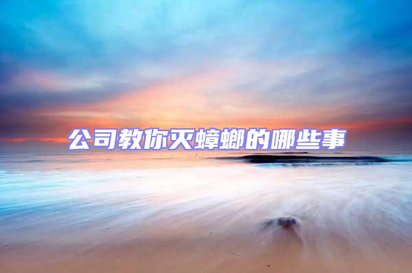 公司教你灭蟑螂的哪些事