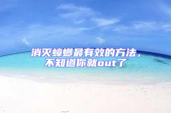 消灭蟑螂最有效的方法，不知道你就out了