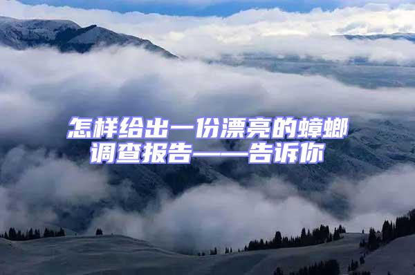 怎样给出一份漂亮的蟑螂调查报告——告诉你