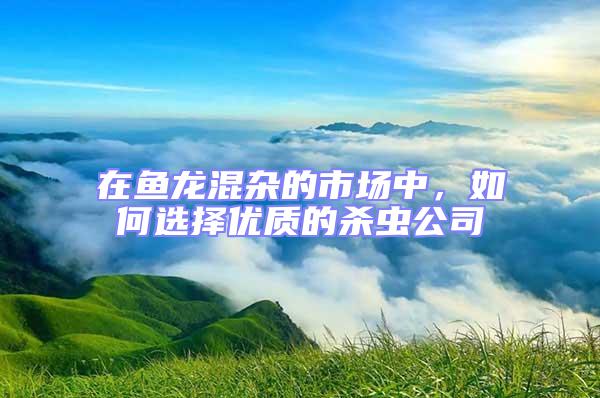 在鱼龙混杂的市场中，如何选择优质的杀虫公司