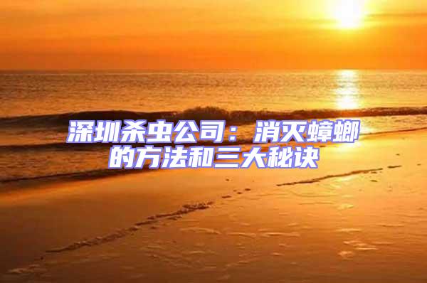 深圳杀虫公司：消灭蟑螂的方法和三大秘诀