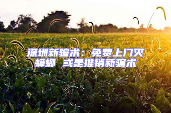 深圳新骗术：免费上门灭蟑螂 或是推销新骗术