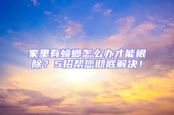 家里有蟑螂怎么办才能根除？5招帮您彻底解决！