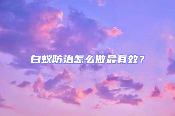 白蚁防治怎么做最有效？