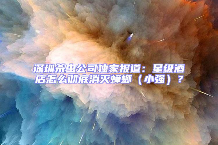 深圳杀虫公司独家报道：星级酒店怎么彻底消灭蟑螂（小强）？