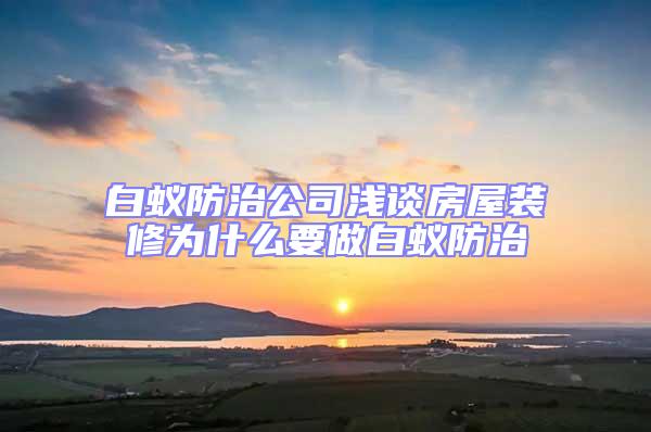 白蚁防治公司浅谈房屋装修为什么要做白蚁防治