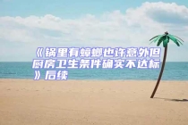 《锅里有蟑螂也许意外但厨房卫生条件确实不达标》后续