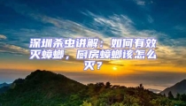 深圳杀虫讲解：如何有效灭蟑螂，厨房蟑螂该怎么灭？