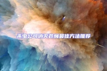 杀虫公司消灭苍蝇最佳方法推荐