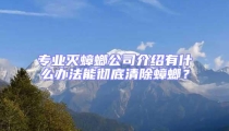 专业灭蟑螂公司介绍有什么办法能彻底清除蟑螂?