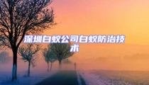 深圳白蚁公司白蚁防治技术