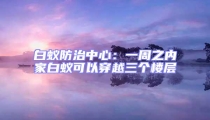 白蚁防治中心：一周之内家白蚁可以穿越三个楼层