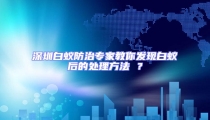 深圳白蚁防治专家教你发现白蚁后的处理方法 ?