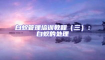 白蚁管理培训教程（三）：白蚁的处理
